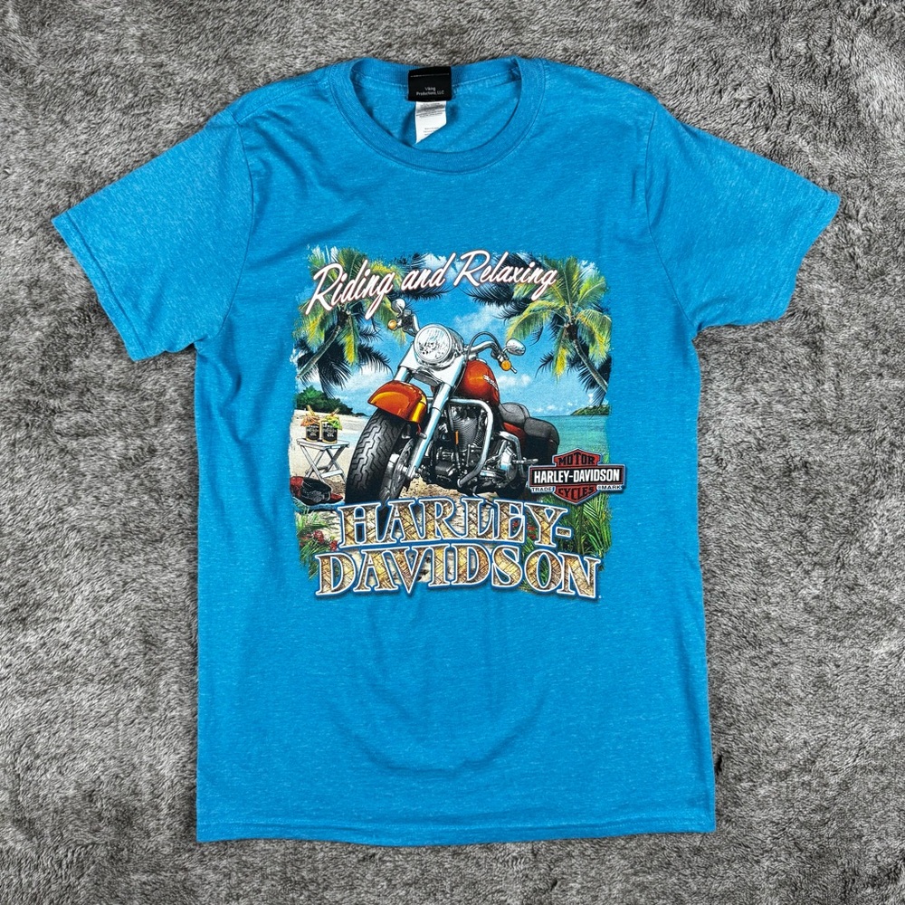 Harley-Davidson Blue Graphic T-Shirt Men’s Medium Bahamas